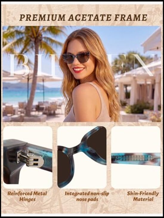 Polarized Cat-Eye Sunglasses: Premium Nylon Lens UV400 Protection Acetate Frame main image 6